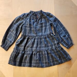 Cat & Jack -Gray Plaid Long Sleeve Dress. Size S (4-5)